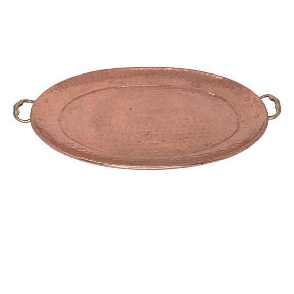 Vintage Hammered Copper Serving Tray with Brass Handles by ODI India Home Decor - Picture 3 of 6